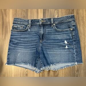 PAIGE Parker Stretch Blue Distressed Raw Hem Pockets Denim Zip Fly Short 29